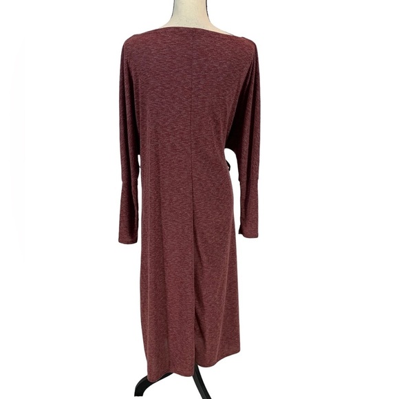 Caslon Long Sleeve Knit Faux Wrap Midi Dress - Red Heather - size XSmall - Picture 3 of 9